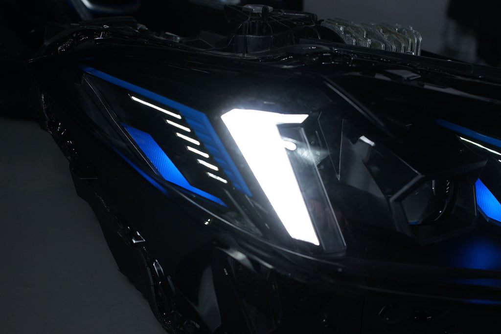 Snake Eyes Style Headlights for BMW 4 Series G22 G23 G26 G8x M3 M4 (2021 - Present) Assembly Upgrade, Amber DRL