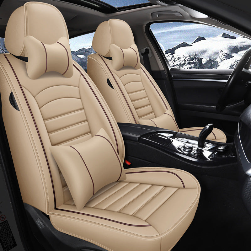 Amancarport Universal Leather Car Seat Covers – 5-Seat Full Set, Waterproof & Luxurious Fit for Most Vehicles