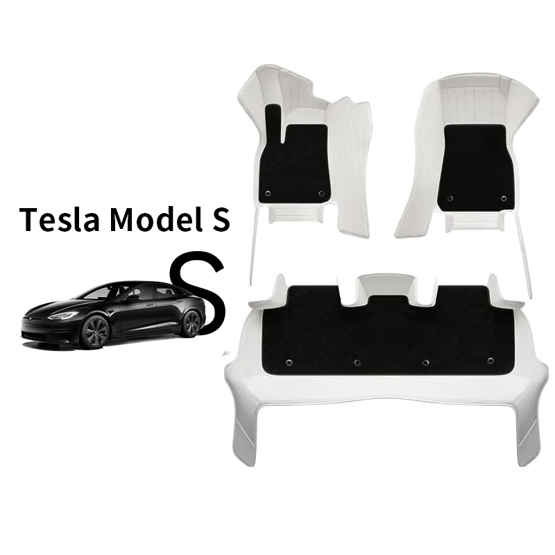 Special for Tesla Model S (2012-2021) Leather Floor Mat Fully Surrounded By All-Weather Floor Mat