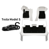 Special for Tesla Model S (2012-2021) Leather Floor Mat Fully Surrounded By All-Weather Floor Mat