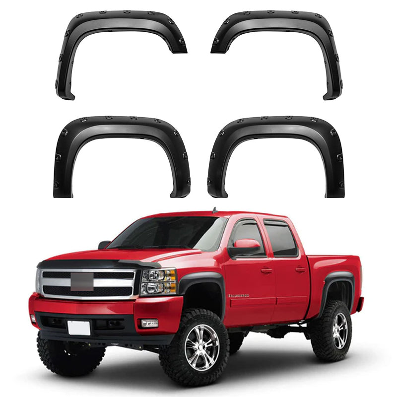 Front & Rear Fender Flares Kit for 1999–2013 Chevy Silverado & GMC Sierra 1500/2500HD/3500HD