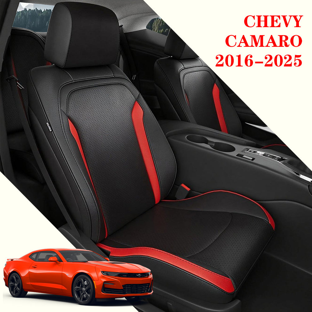 Custom Fit Seat Covers for Chevy Camaro Coupe (LT/LS/RS/SS)(2016-2025) – Full Set, Waterproof Faux Leather
