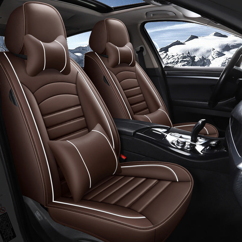 Amancarport Universal Leather Car Seat Covers – 5-Seat Full Set, Waterproof & Luxurious Fit for Most Vehicles
