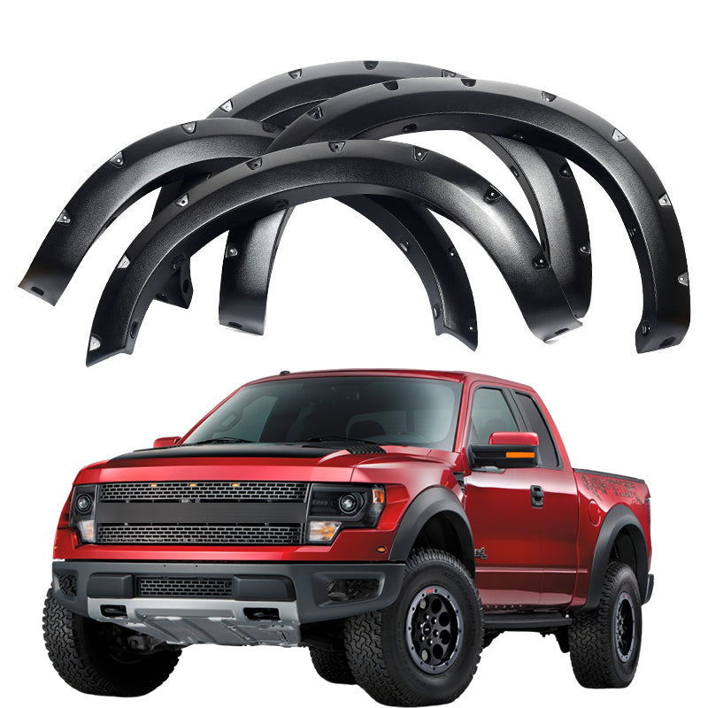 Rough Textured Bolt-Riveted Fender Flares for 2009–2020 Ford F-150 – 4-Piece Set