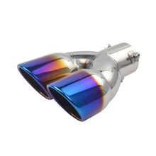 Load image into Gallery viewer, 2.5-3 inch inlet exhaust pipe stainless steel bevel cut exhaust tip universal bolt-on dual outlet tailpipe