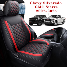 Custom for Chevy Silverado & GMC Sierra (2007-2025)  Leather Seat Covers Full Set – Perfect Fit for 1500, 2500HD, 3500HD