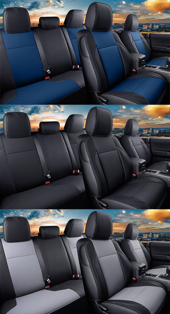 Custom For Toyota Tacoma Crew Cab (2016-2023) Luxury Leather Car Seat Cover Full Set