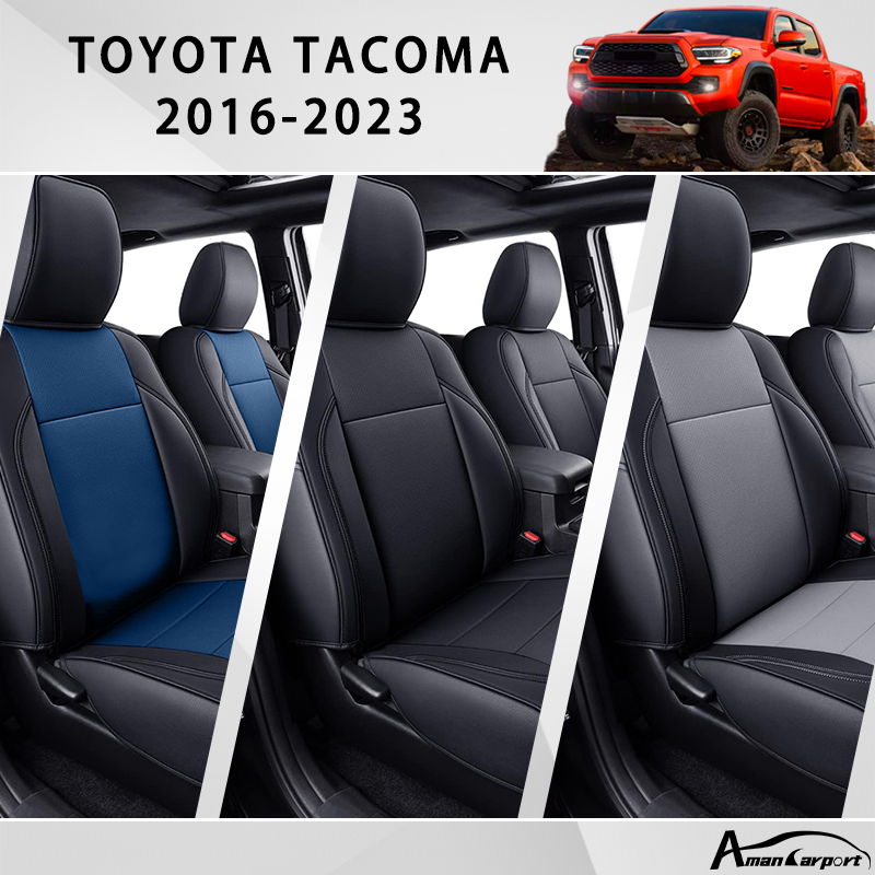 Custom For Toyota Tacoma Crew Cab (2016-2023) Luxury Leather Car Seat Cover Full Set
