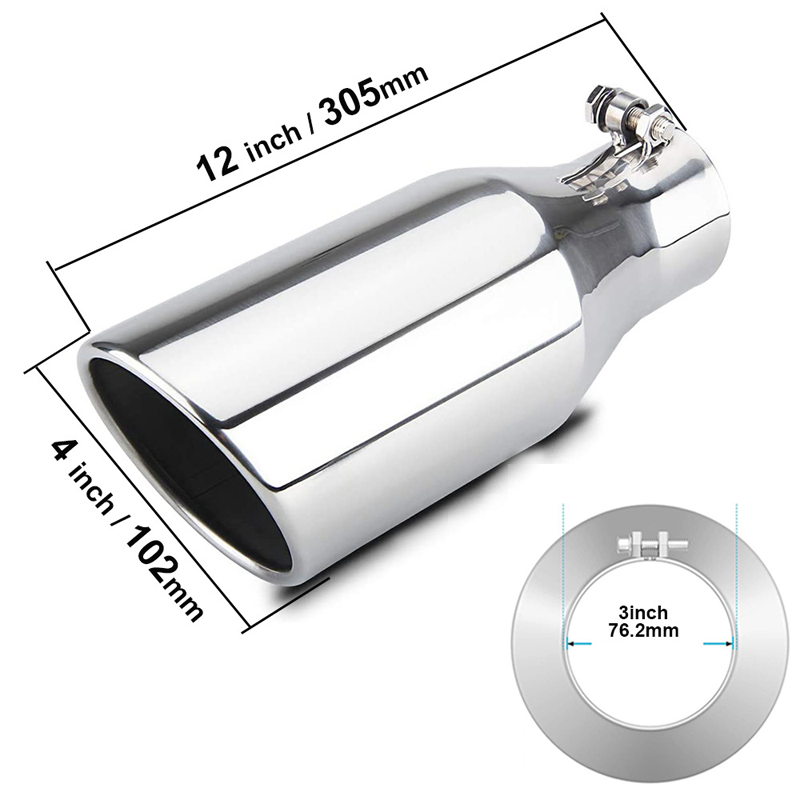 Black Stainless Steel Angled Exhaust Tip for Diesel Truck – 4" Inlet 5" Outlet