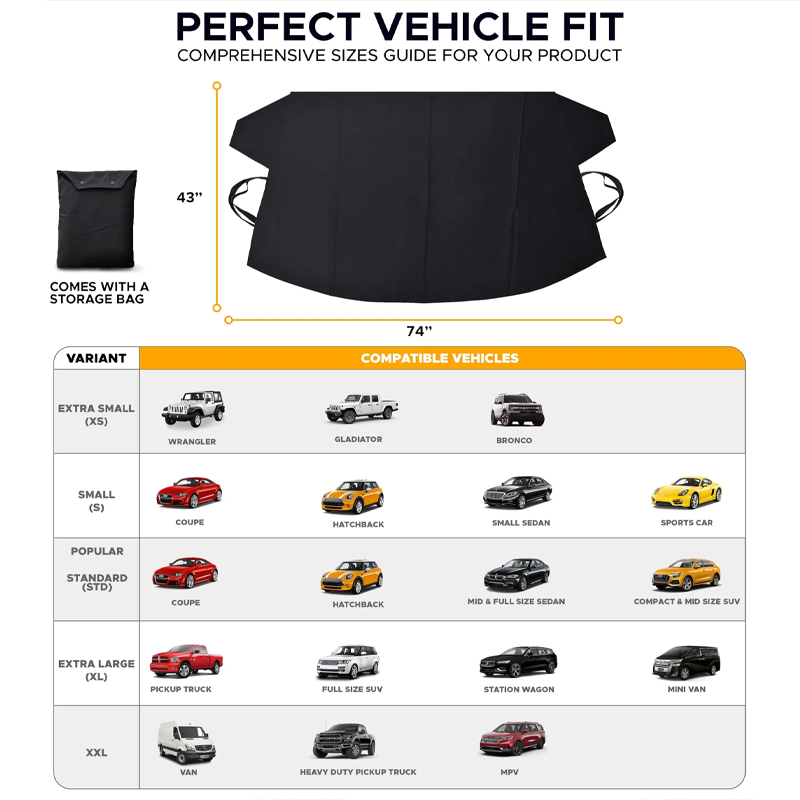 Windshield Cover for Ice and Snow | Heavy Duty 600D Oxford Fabric | Windshield Protector for Cars, SUVs