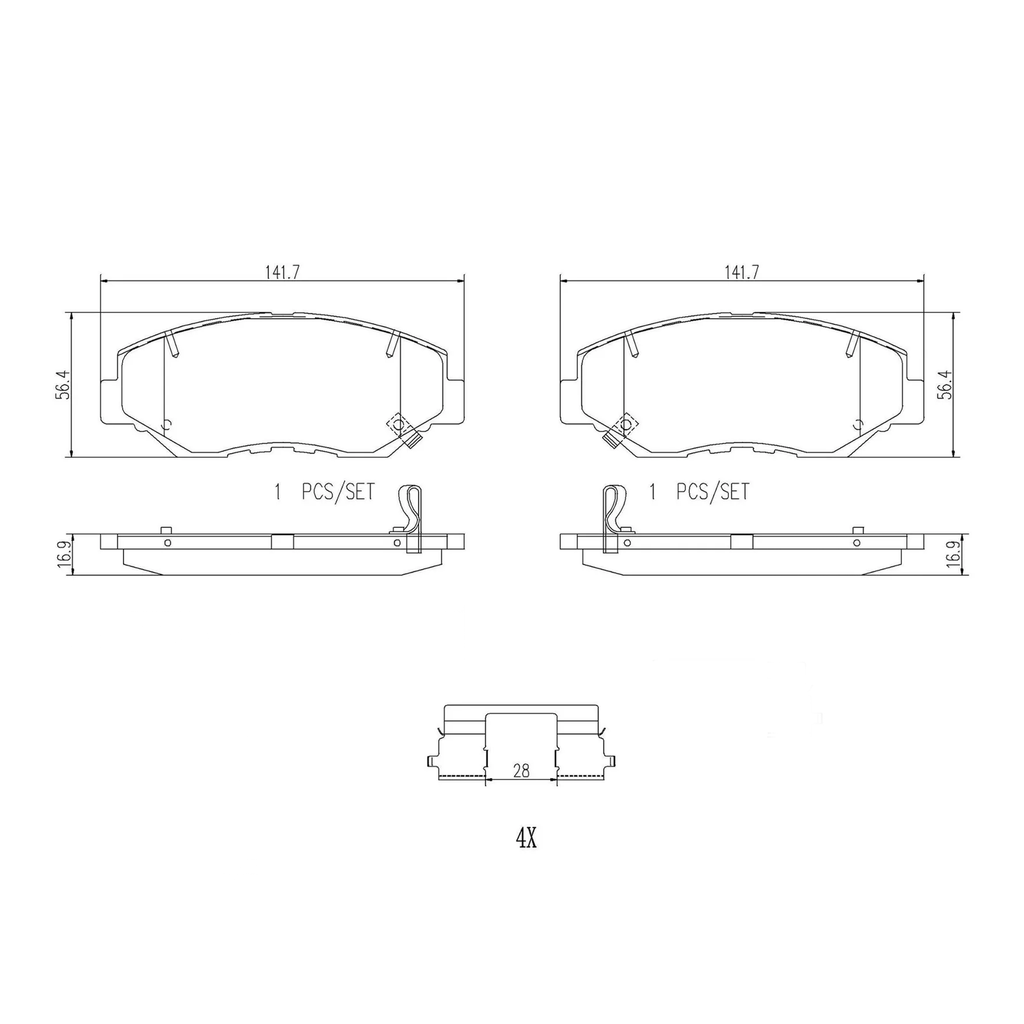 Front Ceramic Brake Pads for Honda Accord 2003-2017 Civic 2012-2021 CR-V 2002-2016