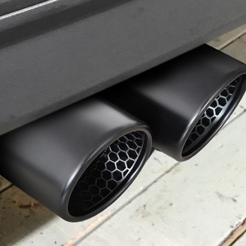 Dual Outlet Matte Black Stainless Steel Exhaust Tip with Honeycomb Design