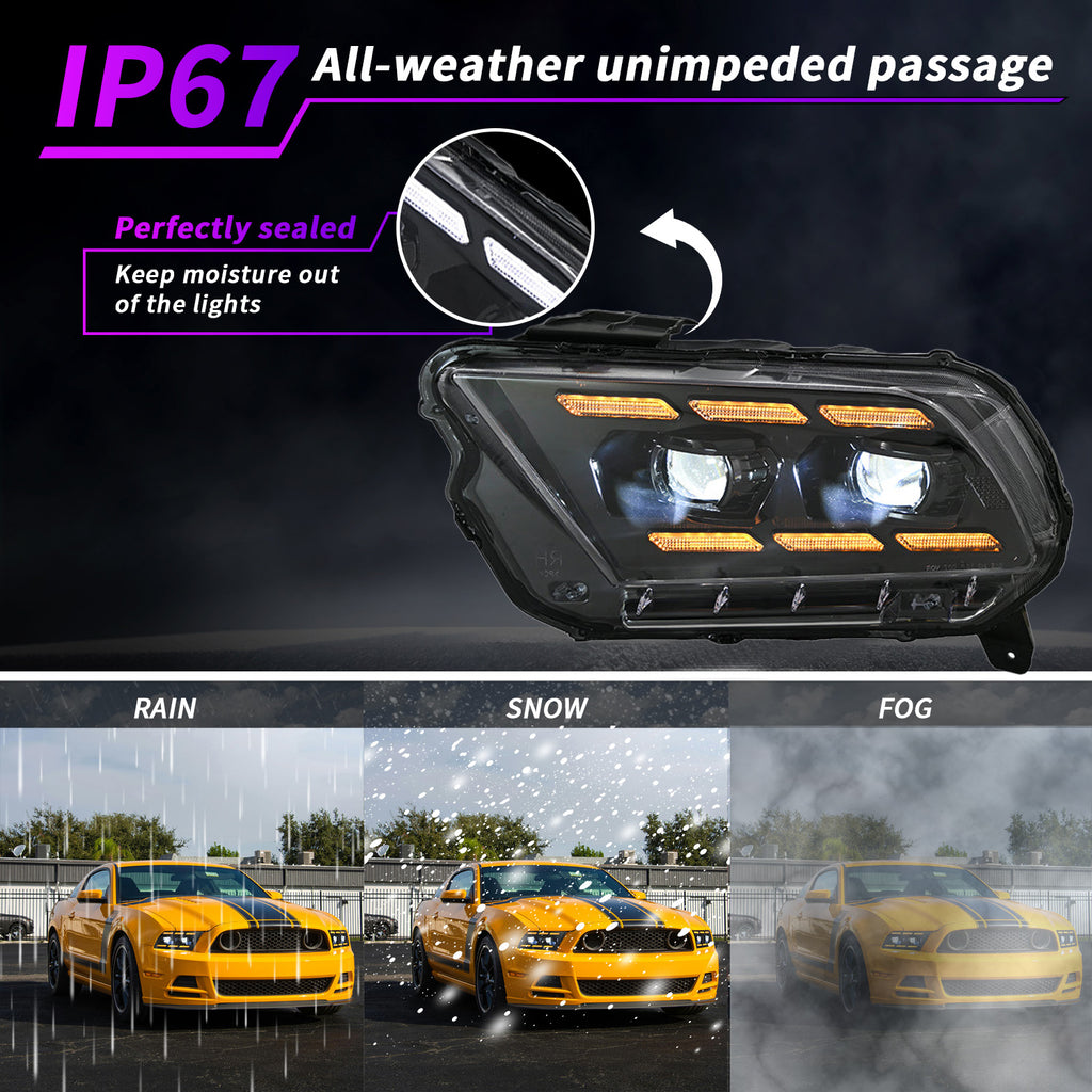 LED Headlights for 2009–2014 Ford Mustang – Dual Projector, Sequential Turn Signal, Plug & Play