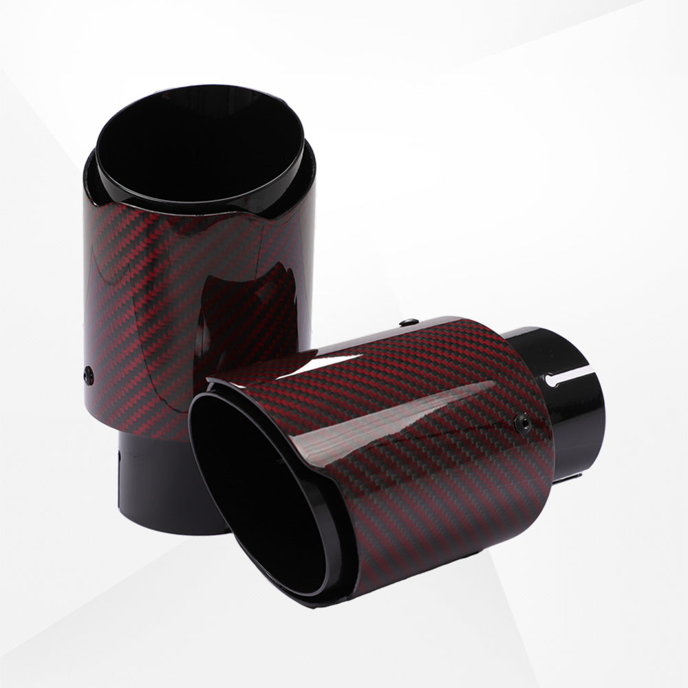 4" Red Carbon Fiber Exhaust Tip – Universal Fit, 3.5″–4.5″ Size Options | Modified Car Upgrade