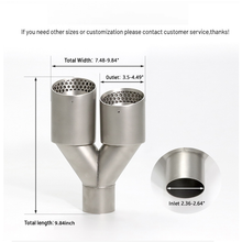 Load image into Gallery viewer, Y-Shaped Dual Outlet Exhaust Tip with Honeycomb Design – Sandblasted Stainless Steel