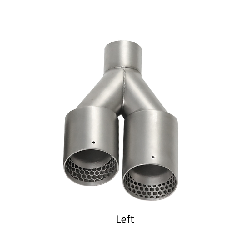 Y-Shaped Dual Outlet Exhaust Tip with Honeycomb Design – Sandblasted Stainless Steel
