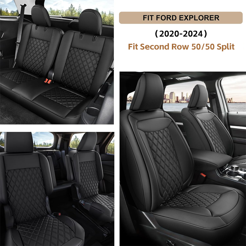 Amancarport Custom Fit Car Seat Covers Full Set For Ford Explorer 6-7 Seats (2020-2025)