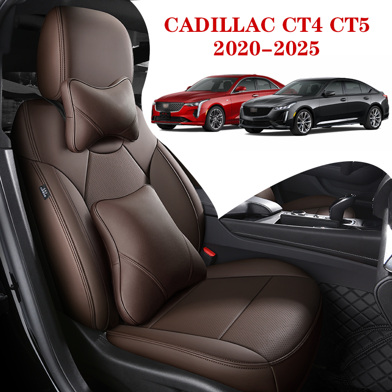 Custom Fit 360° Leather Seat Covers for Cadillac CT4/CT5 (2020–2025) – Full Set, Luxury Design