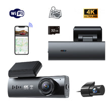 Load image into Gallery viewer, 4K Dash Cam Front and Rear with WiFi &amp; GPS, Mini Hidden Car Camera Recorder