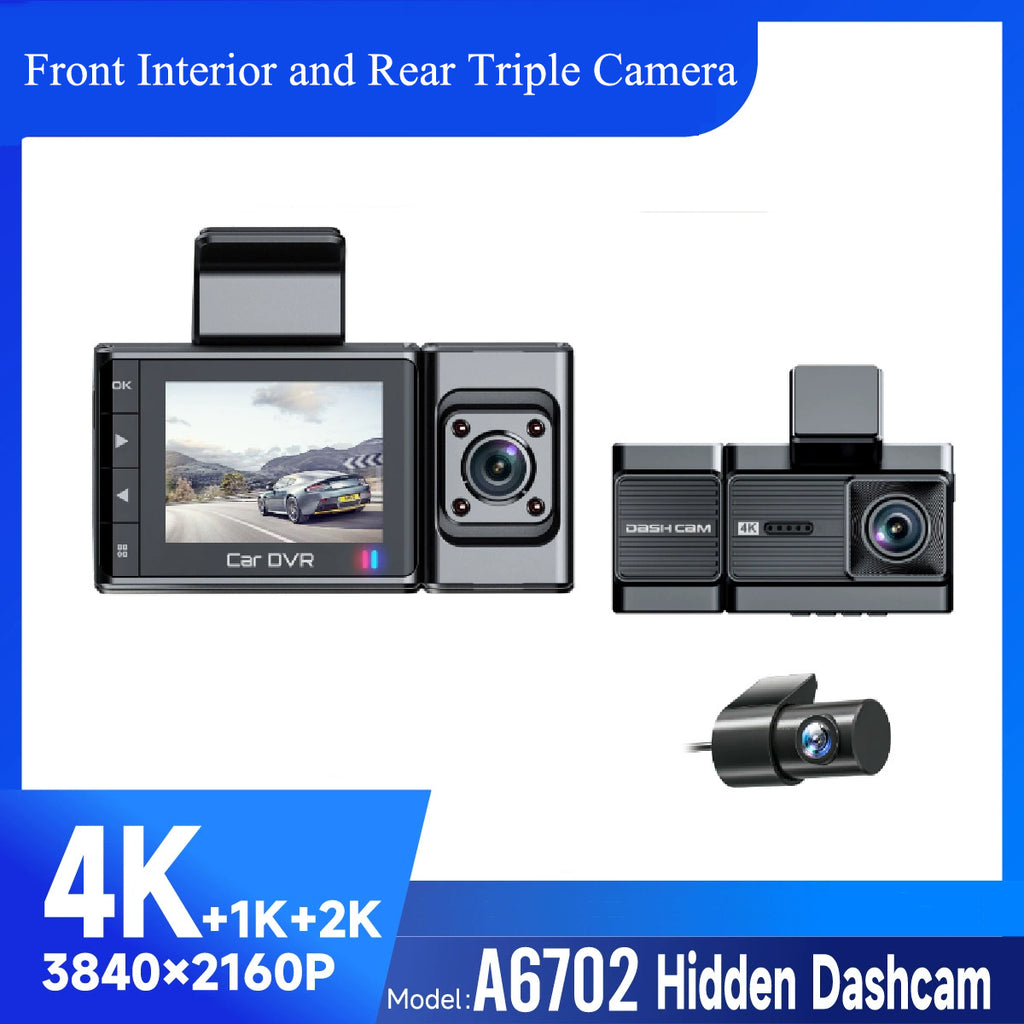 2025 New Car Dash Cam - 3 Views, 4K+1K Resolution, High-Quality Night Vision, Wi-Fi & GPS