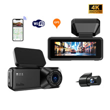 Load image into Gallery viewer, 2025 New 4K Dash Cam Front and Rear with WiFi &amp; GPS, Mini Hidden Car Camera Recorder