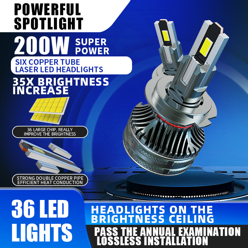 Shining Star LED Headlight Bulbs, H11/H4/9005 (HB3)/9006 (HB4) Compatible, 200W 98600 LM 6000K (2-Pack)
