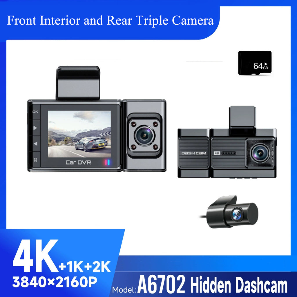 2025 New Car Dash Cam - 3 Views, 4K+1K Resolution, High-Quality Night Vision, Wi-Fi & GPS