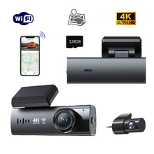 Load image into Gallery viewer, 4K Dash Cam Front and Rear with WiFi &amp; GPS, Mini Hidden Car Camera Recorder