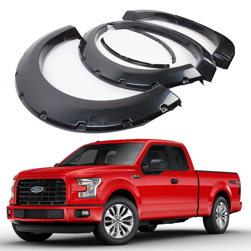 Rough Textured Bolt-Riveted Fender Flares for 2009–2020 Ford F-150 – 4-Piece Set