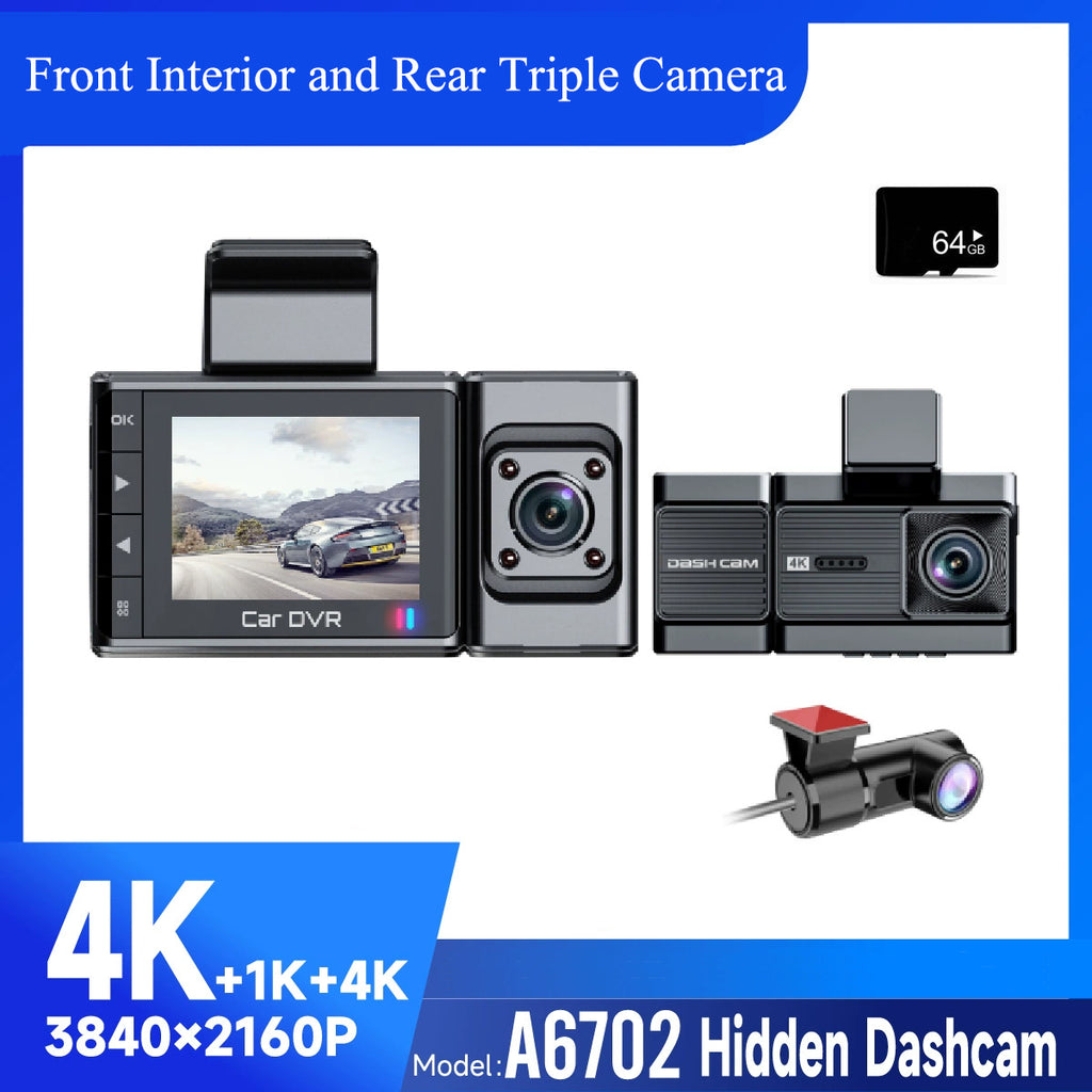 2025 New Car Dash Cam - 3 Views, 4K+1K Resolution, High-Quality Night Vision, Wi-Fi & GPS