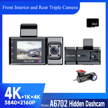 Load image into Gallery viewer, 2025 New Car Dash Cam - 3 Views, 4K+1K Resolution, High-Quality Night Vision, Wi-Fi &amp; GPS