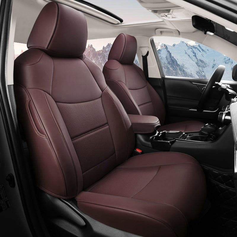Custom For Toyota RAV4 (2013-2025) Leather Car Seat Covers Full Set With Original Factory Texture