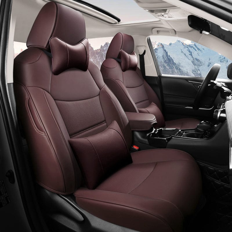 Custom For Toyota RAV4 (2013-2025) Leather Car Seat Covers Full Set With Original Factory Texture