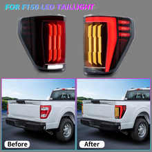 Load image into Gallery viewer, LED Tail Lights for 2021–2024 Ford F-150 – Sequential Turn Signals, Plug &amp; Play Pair