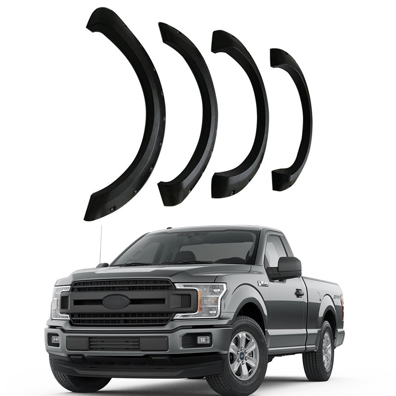 Rough Textured Bolt-Riveted Fender Flares for 2009–2020 Ford F-150 – 4-Piece Set
