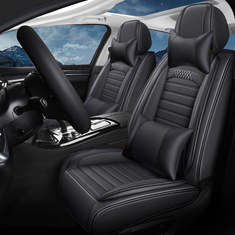 Car Universal Seat Covers Full Set, Breathable and Waterproof Napa Leather Car Seat Cover Fit for Cars, Sedans, SUVs, Trucks