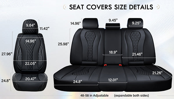 Amancarport Nappa Leather Car Seat Cover Universal Fit for Most Vehicles