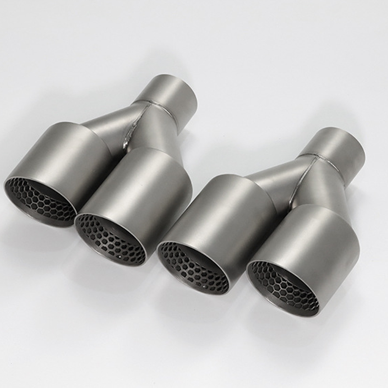 Y-Shaped Dual Outlet Exhaust Tip with Honeycomb Design – Sandblasted Stainless Steel