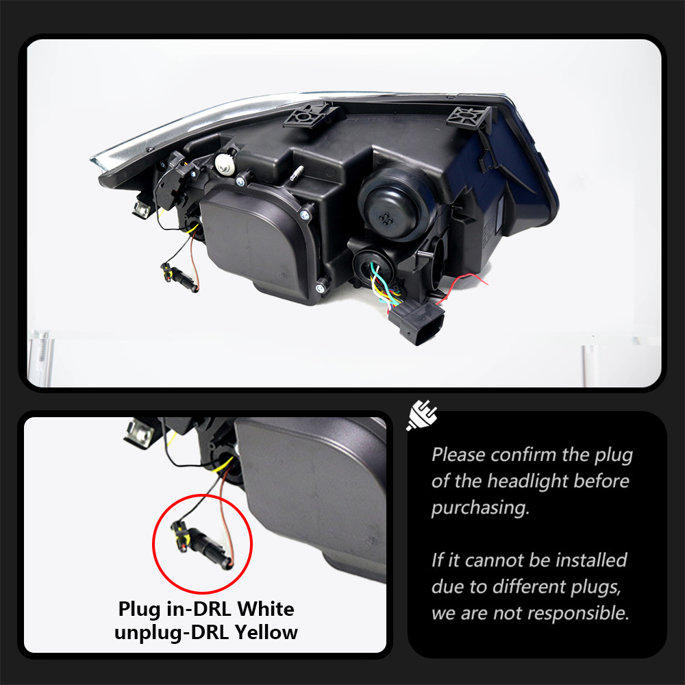 LED Headlights For 2005-2012 BMW E90 E91 3-Series Amber/White DRL HeadLamp