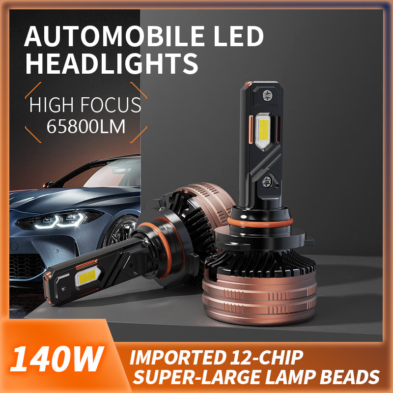 HGH POWER LED Headlight Bulbs, H11/H4/9005 (HB3)/9006 (HB4) Compatible, 140W 65800 LM 6000K (2-Pack)