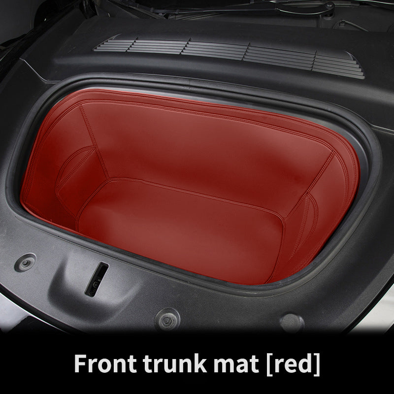 Leather Trunk Mats for Tesla Model 3/Y, Front & Rear, Waterproof, Scratch-Resistant, Easy to Clean