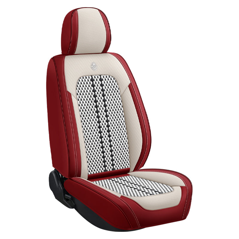 Amancarport Universal Leather Car Seat Covers Full Set - Breathable Leather and Ice Silk Front and Rear Seat Covers