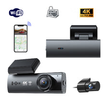 Load image into Gallery viewer, 4K Dash Cam Front and Rear with WiFi &amp; GPS, Mini Hidden Car Camera Recorder
