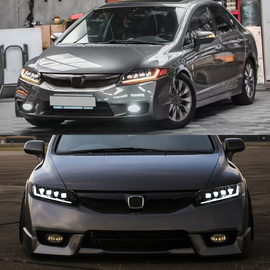 Full LED Headlights for Honda Civic 8th Gen (2006–2011) – 4-Door Sedan Assembly with DRL & Projector Lens
