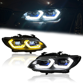 Laser Style LED Headlights for 2007–2010 BMW E92 E93 M3 3 Series – Dual Projector with Amber/White DRL