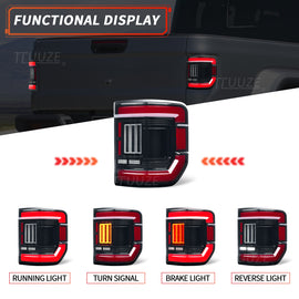 LED Tail Lights for Jeep Gladiator JT 2019–2025 – Black Housing, Red Lens, Plug & Play