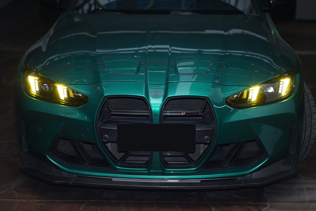 Snake Eyes Style Headlights for BMW 4 Series G22 G23 G26 G8x M3 M4 (2021 - Present) Assembly Upgrade, Amber DRL