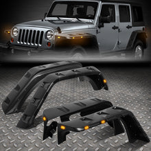 Load image into Gallery viewer, Front &amp; Rear Fender Flares Kit for 2007–2018 Jeep Wrangler JK – 4-Piece Set with LED Lights