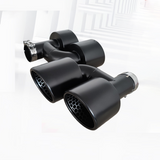 Dual Outlet Matte Black Stainless Steel Exhaust Tip with Honeycomb Design