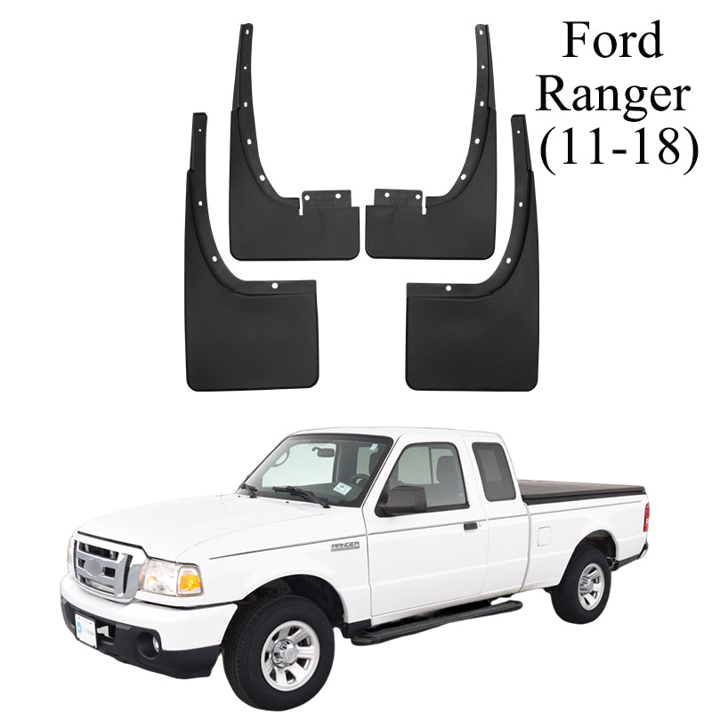 Mud Flaps for Ford Ranger 2011–2025 No-Drill Custom Fit All-Weather Front & Rear Splash Guards (4PCS)